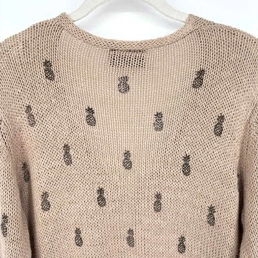 Wooden‎ Ships Pullover Sweater Open Knit Pineapple Lightweight Tan Cotton M/L